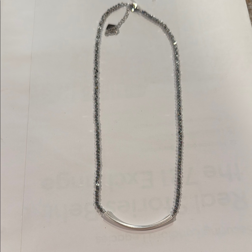 Park Lane Silver Modern Necklace with Curved Bar